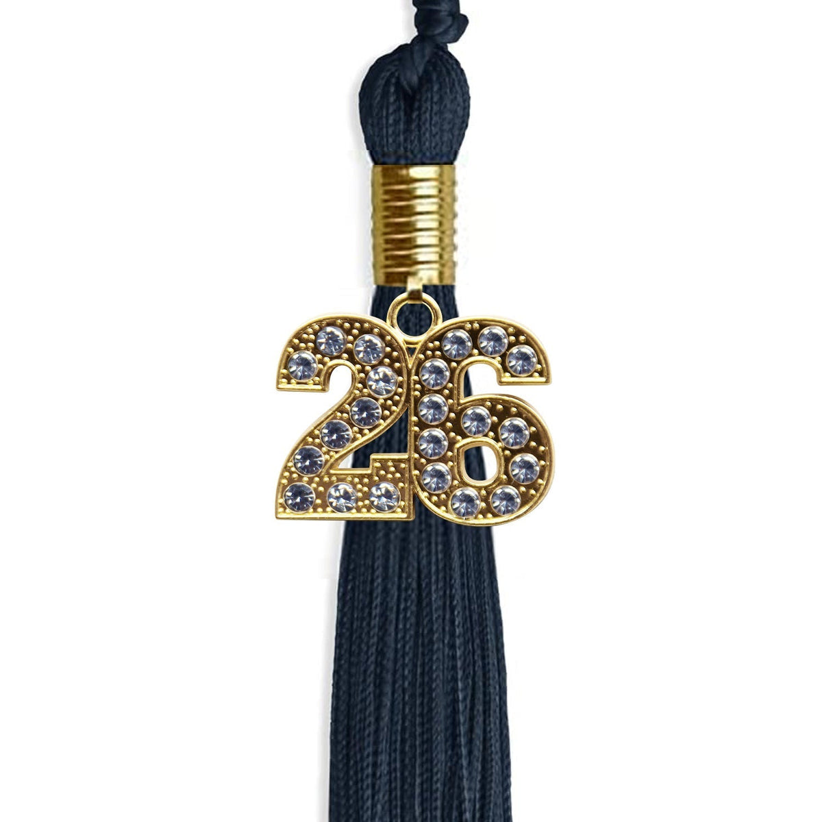 Navy Blue Graduation Tassel with Gold Bling Charm by Endea Graduation