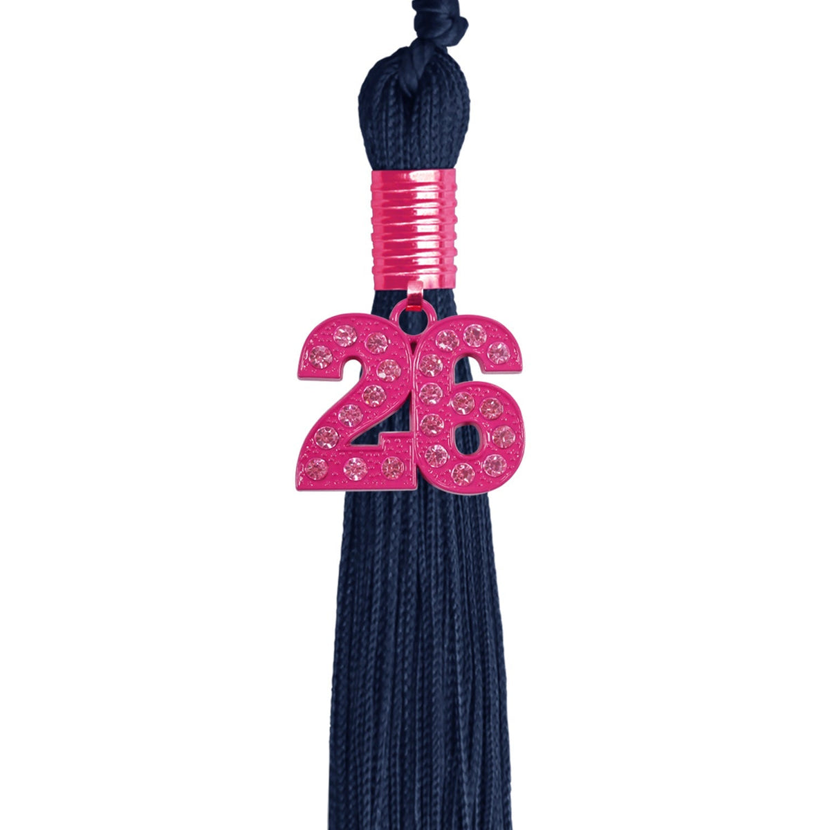 Navy Blue Graduation Tassel with Pink Bling Charm by Endea Graduation