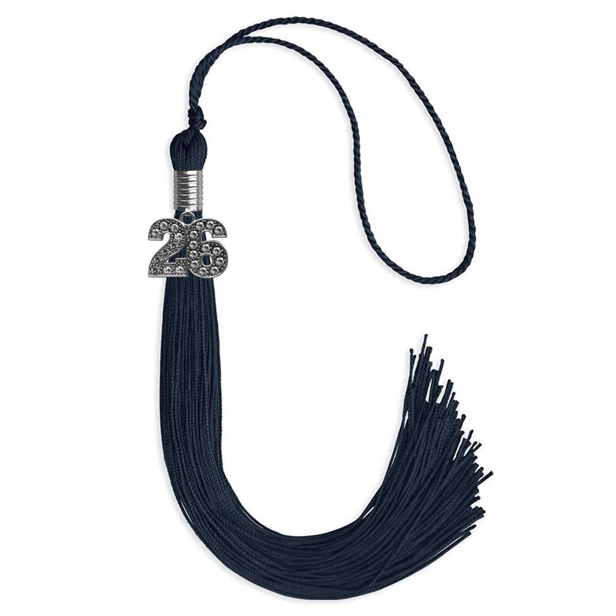 Navy Blue Graduation Tassel with Silver Bling Charm by Endea Graduation