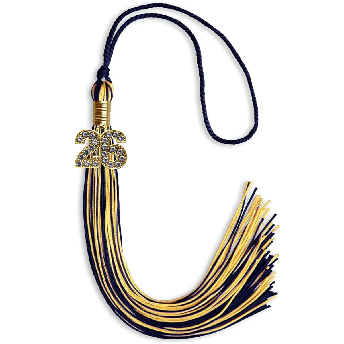 Navy Blue/Gold Mixed Color Graduation Tassel with Gold Bling Charm by Endea Graduation