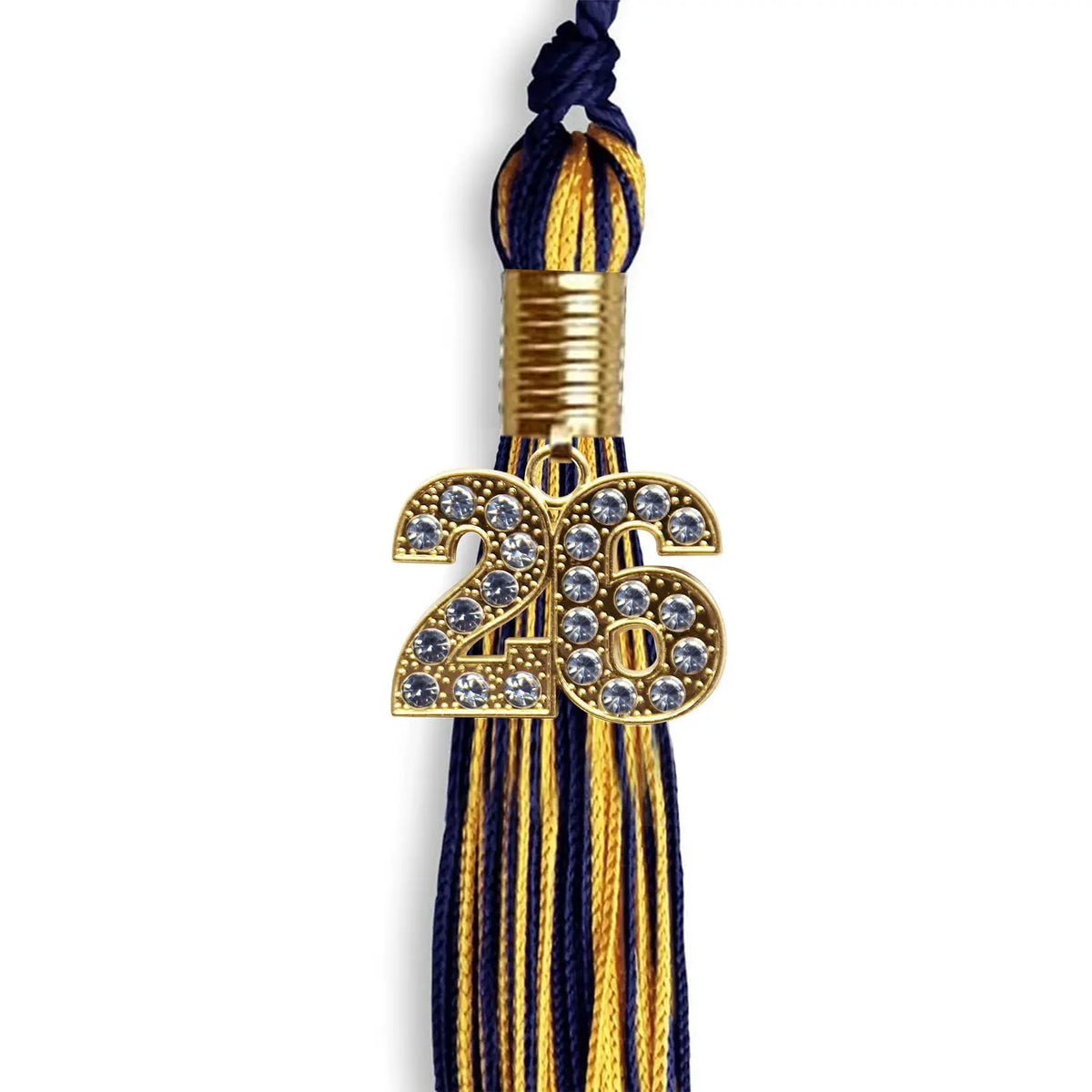 Navy Blue/Gold Mixed Color Graduation Tassel with Gold Bling Charm by Endea Graduation