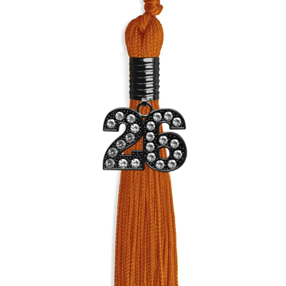Orange Graduation Tassel with Black Bling Charm by Endea Graduation