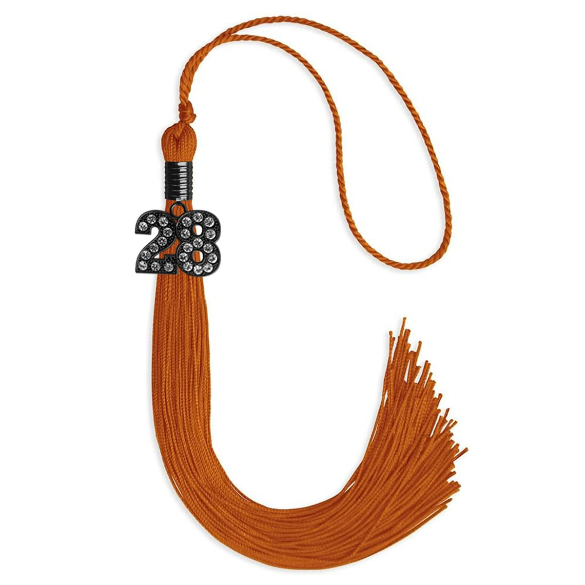 Orange Graduation Tassel with Black Bling Charm by Endea Graduation