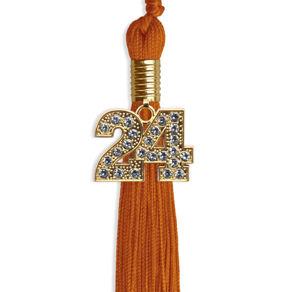 Orange Graduation Tassel with Gold Bling Charm by Endea Graduation