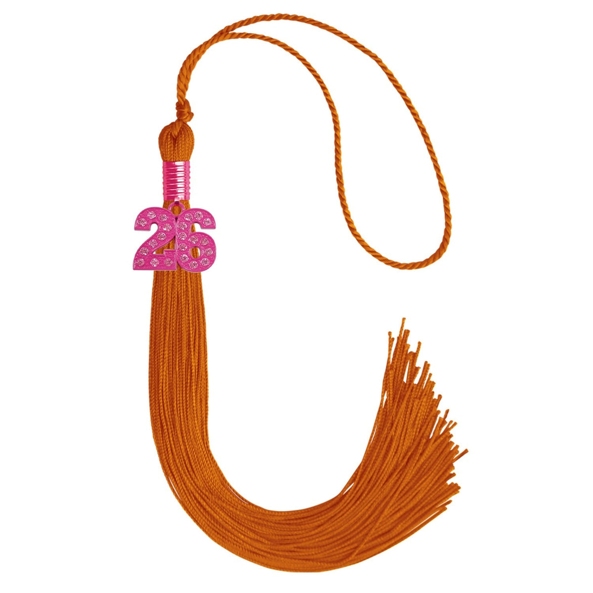 Orange Graduation Tassel with Pink Bling Charm by Endea Graduation