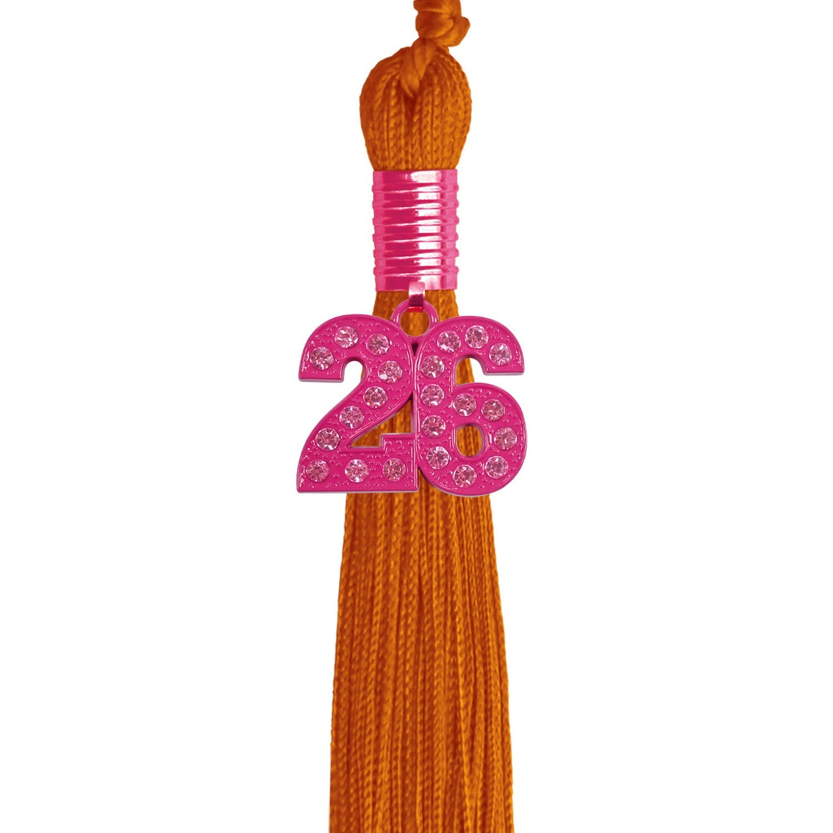 Orange Graduation Tassel with Pink Bling Charm by Endea Graduation