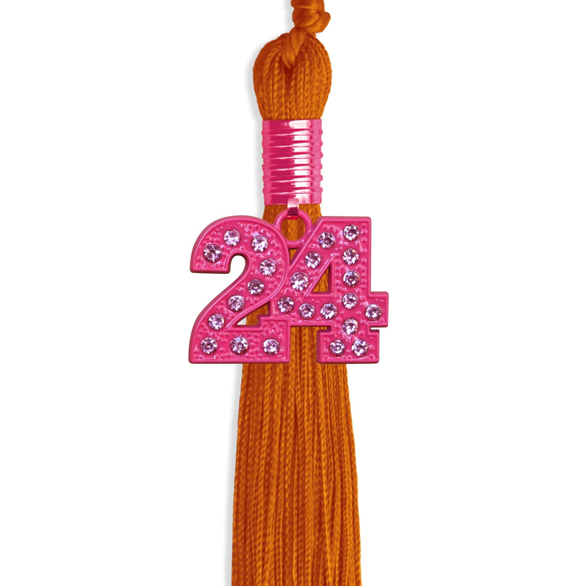 Orange Graduation Tassel with Pink Bling Charm by Endea Graduation