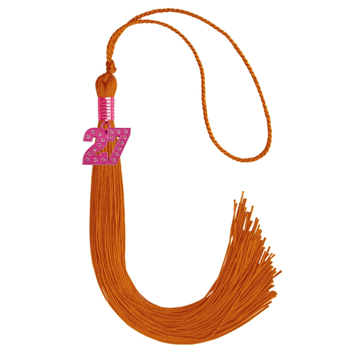 Orange Graduation Tassel with Pink Bling Charm by Endea Graduation
