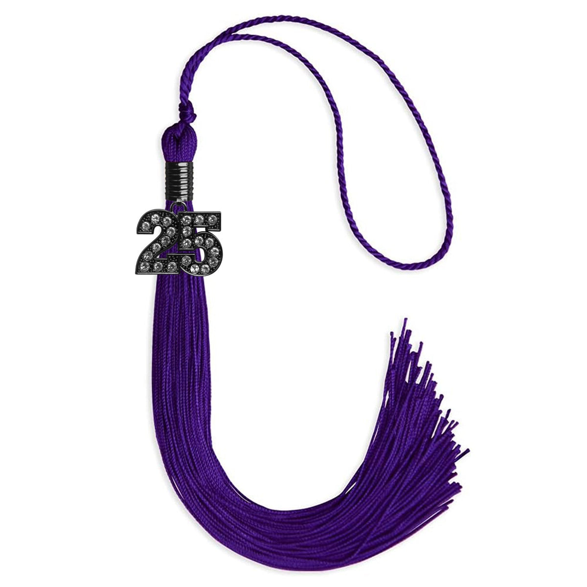 Purple Graduation Tassel with Black Bling Charm by Endea Graduation