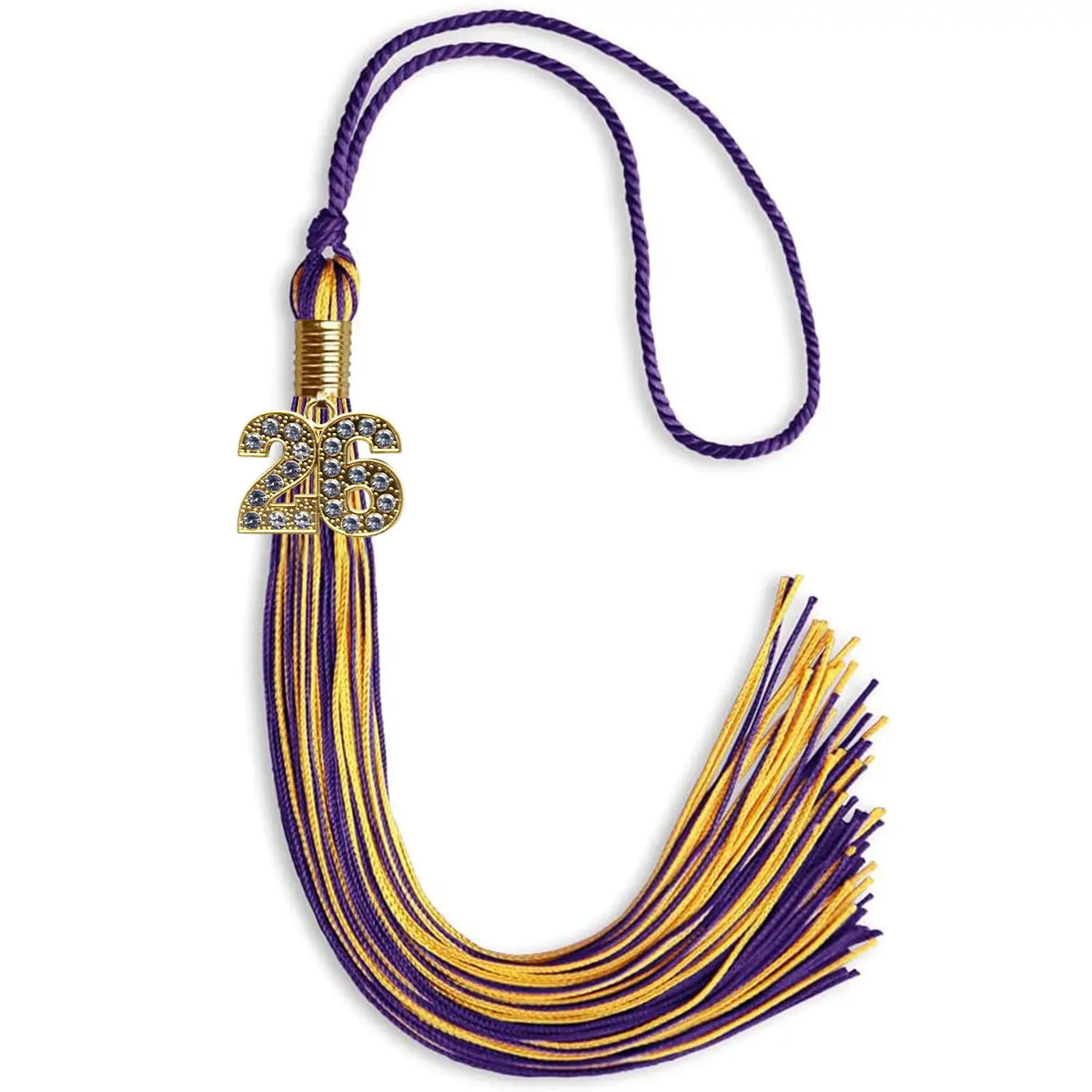 Purple/Gold Mixed Color Graduation Tassel with Gold Bling Charm by Endea Graduation