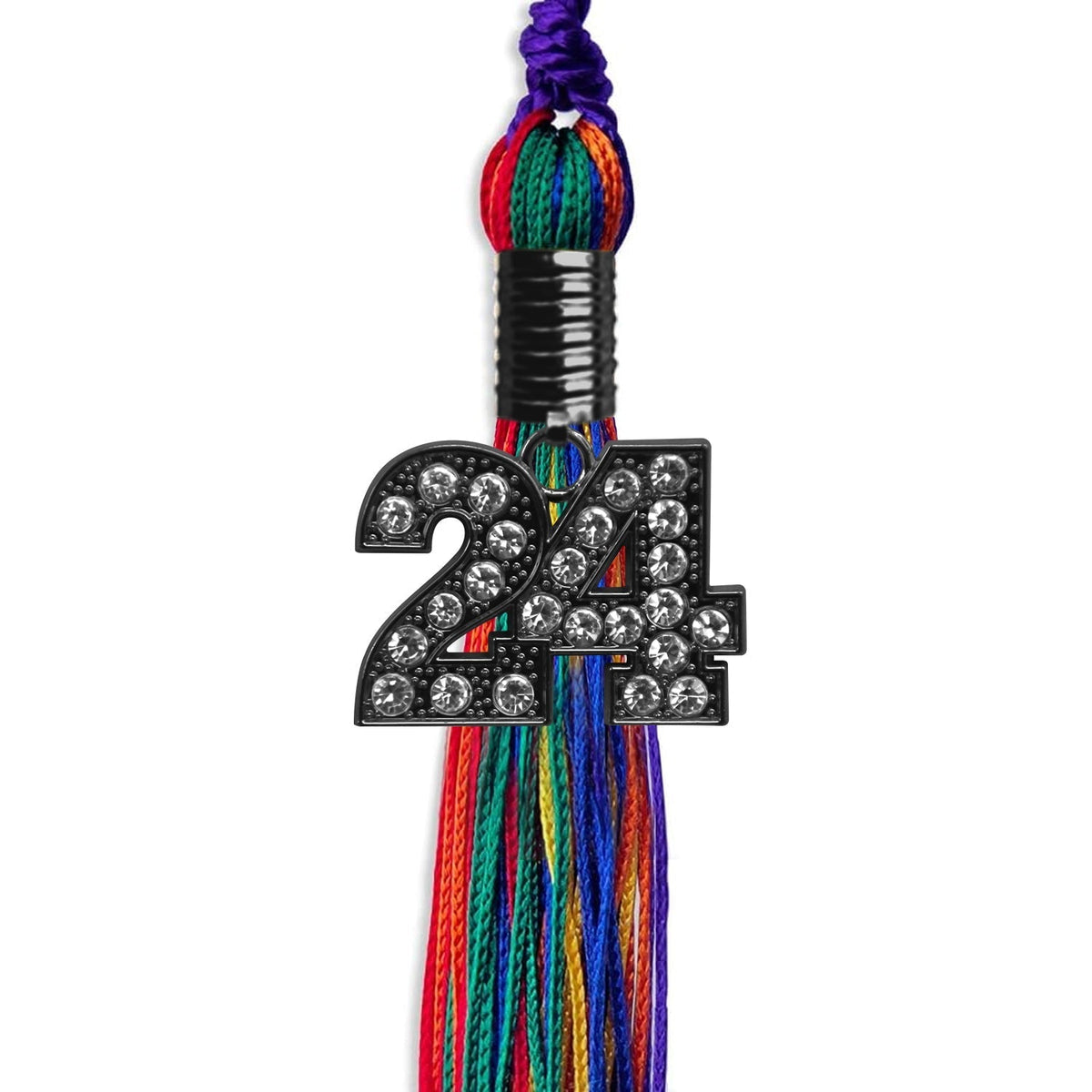 Rainbow Graduation Tassel with Black Bling Charm by Endea Graduation