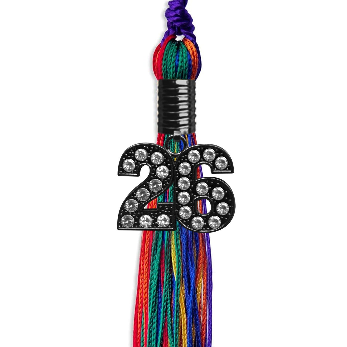 Rainbow Graduation Tassel with Black Bling Charm by Endea Graduation