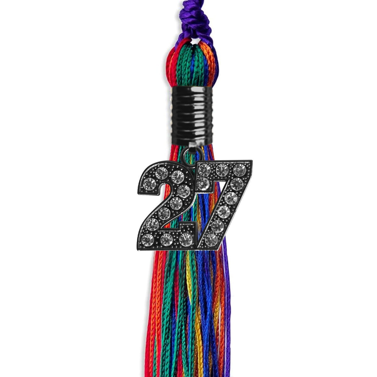 Rainbow Graduation Tassel with Black Bling Charm by Endea Graduation