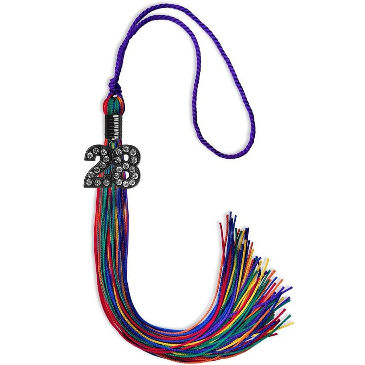 Rainbow Graduation Tassel with Black Bling Charm by Endea Graduation