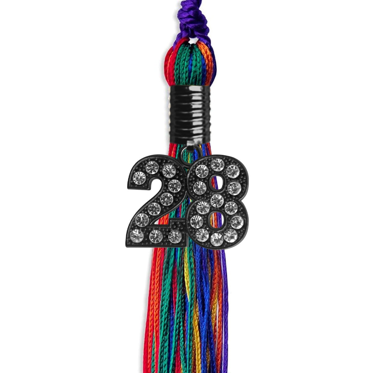 Rainbow Graduation Tassel with Black Bling Charm by Endea Graduation