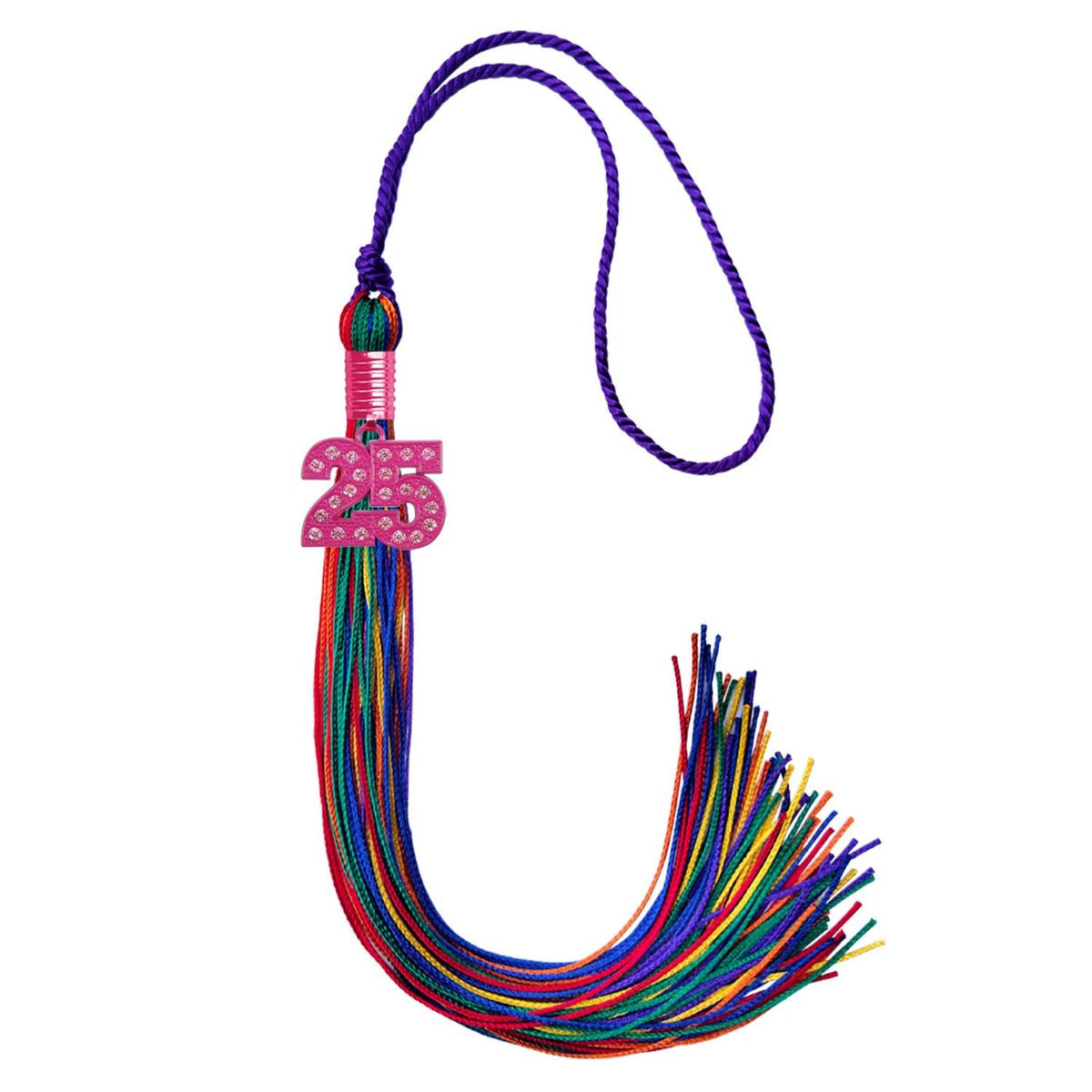 Rainbow Graduation Tassel with Pink Bling Charm by Endea Graduation