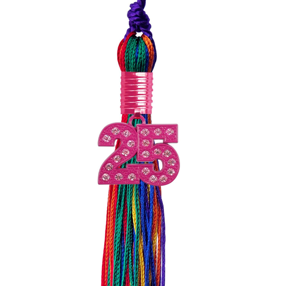 Rainbow Graduation Tassel with Pink Bling Charm by Endea Graduation