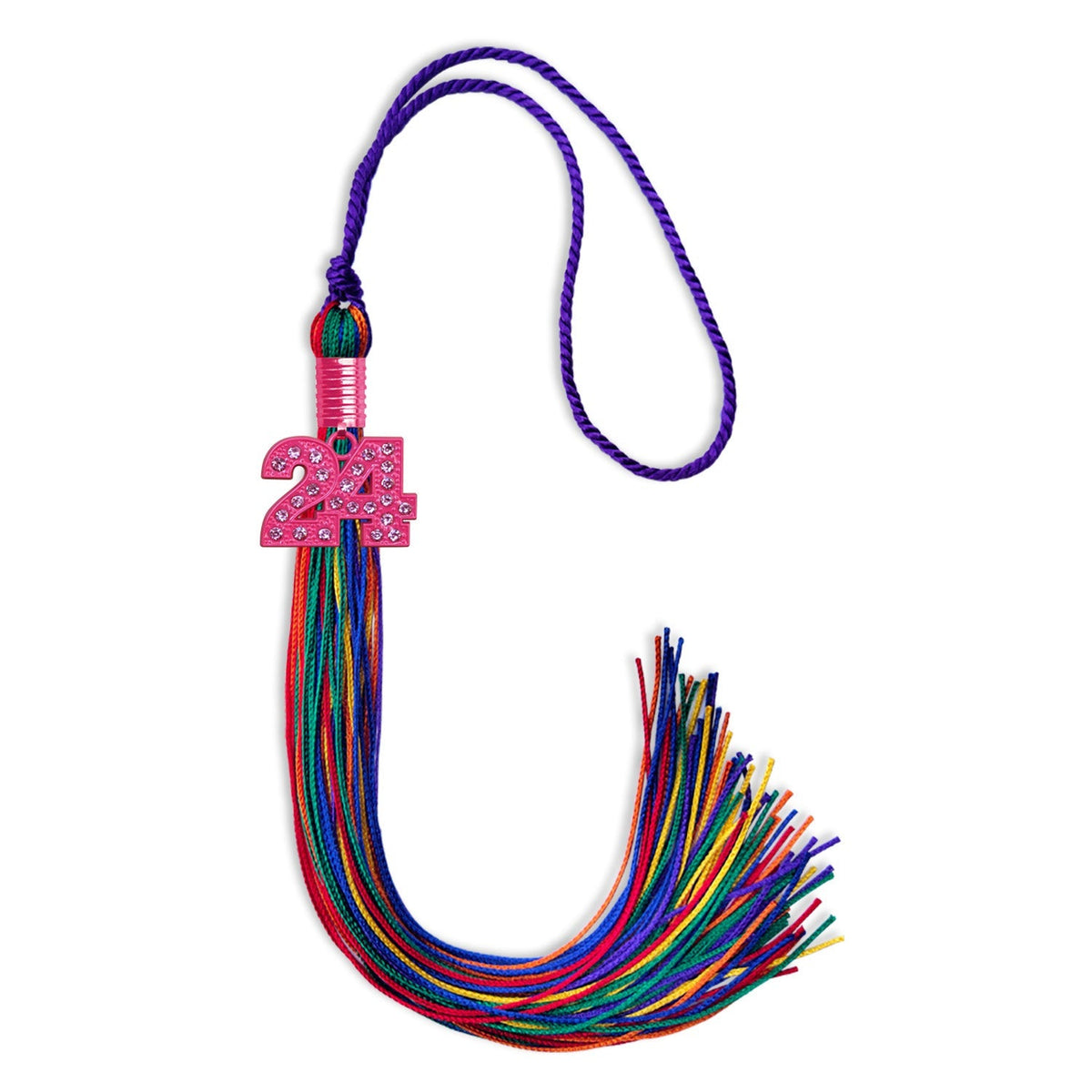 Rainbow Graduation Tassel with Pink Bling Charm by Endea Graduation