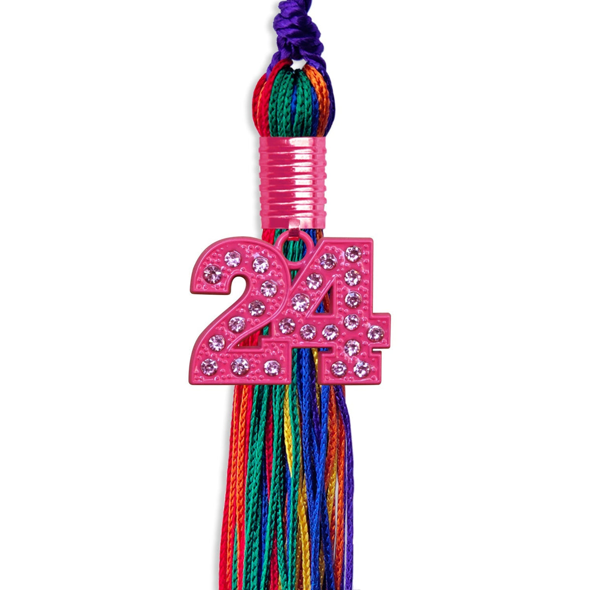 Rainbow Graduation Tassel with Pink Bling Charm by Endea Graduation