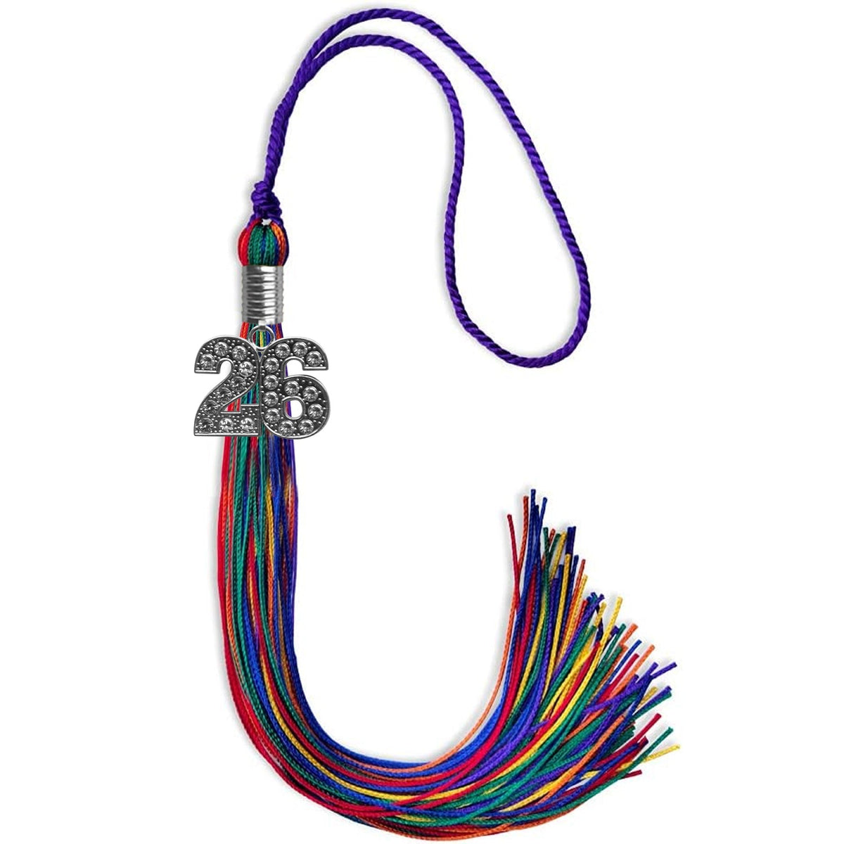 Rainbow Graduation Tassel with Silver Bling Charm by Endea Graduation