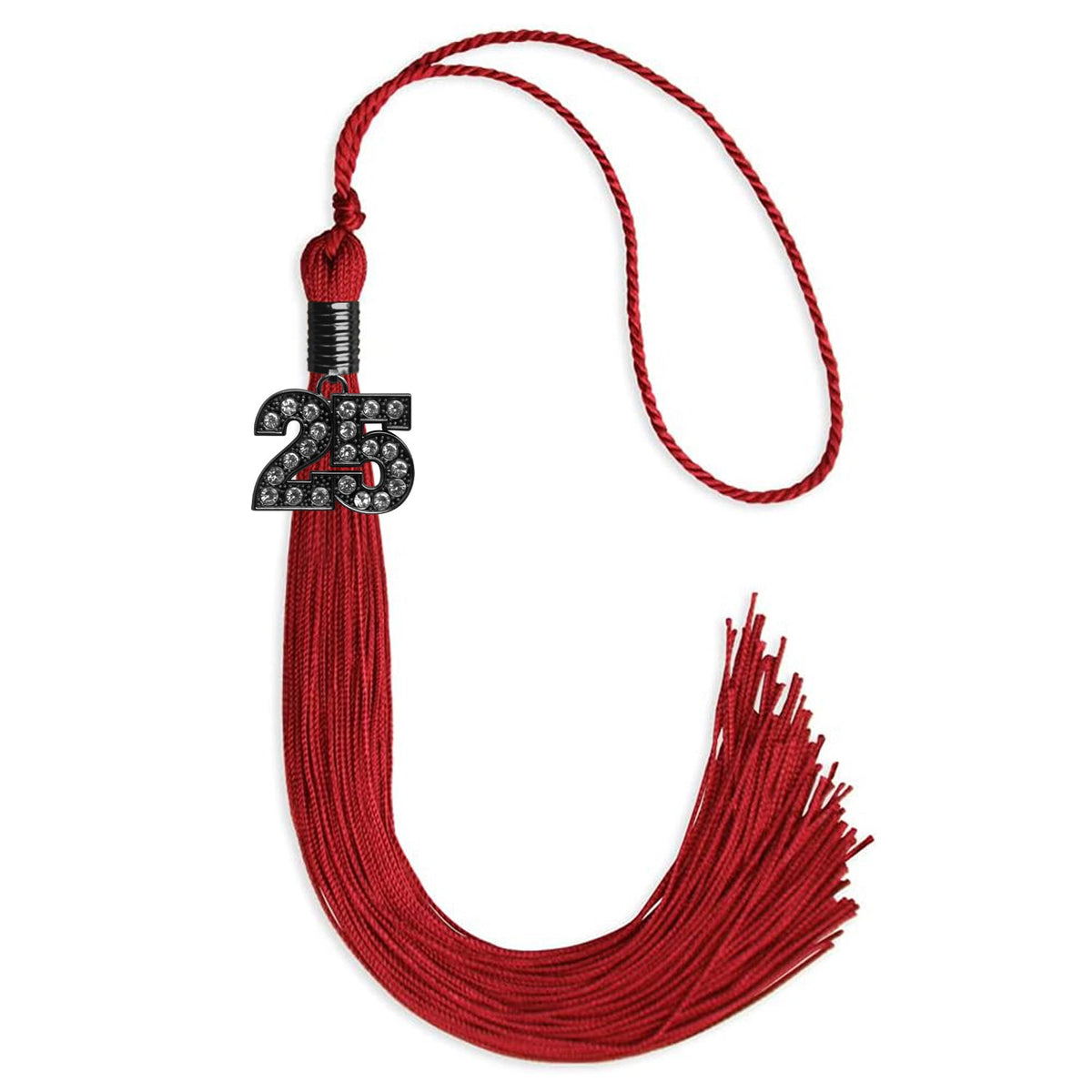 Red Graduation Tassel with Black Bling Charm by Endea Graduation