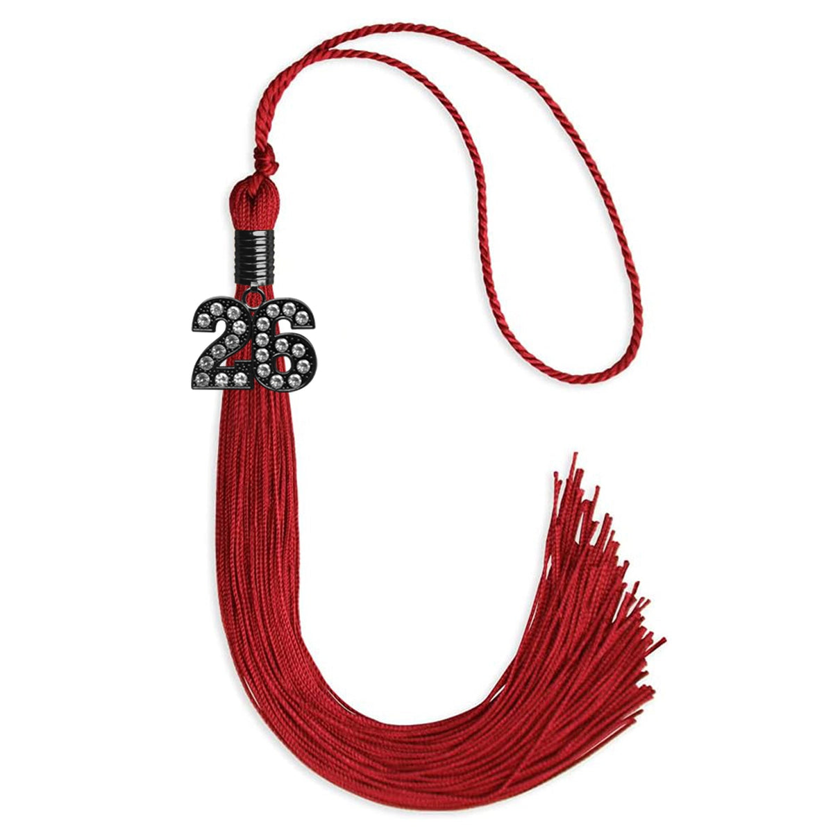 Red Graduation Tassel with Black Bling Charm by Endea Graduation