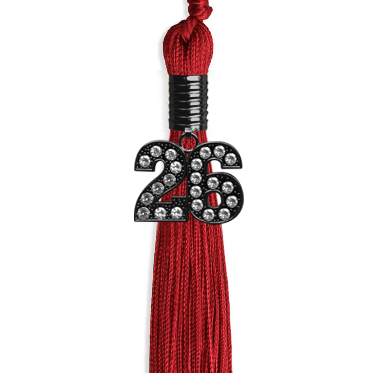 Red Graduation Tassel with Black Bling Charm by Endea Graduation