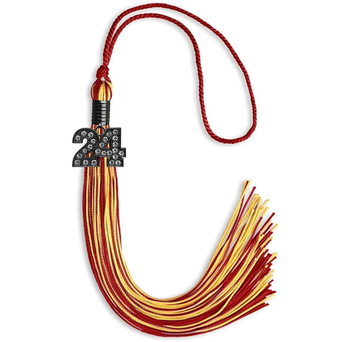 Red/Gold Mixed Color Graduation Tassel with Black Bling Charm by Endea Graduation