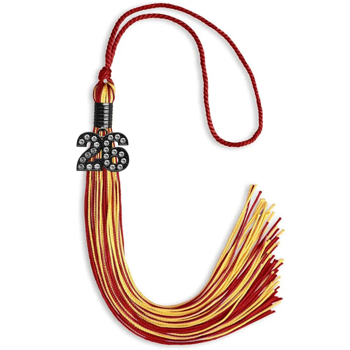Red/Gold Mixed Color Graduation Tassel with Black Bling Charm by Endea Graduation