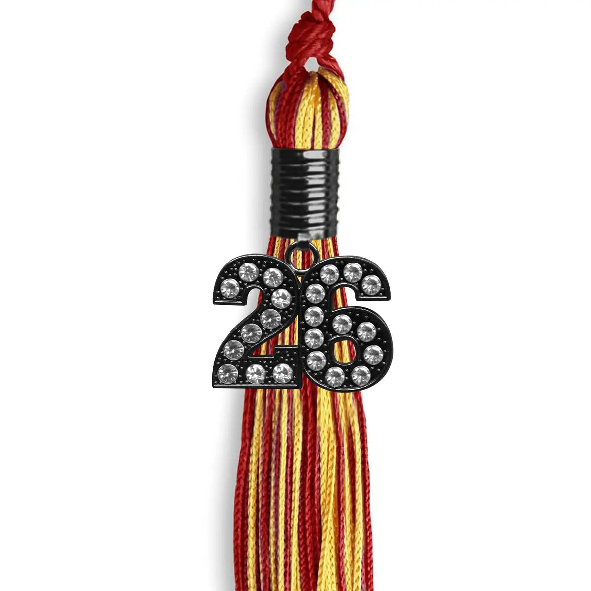Red/Gold Mixed Color Graduation Tassel with Black Bling Charm by Endea Graduation