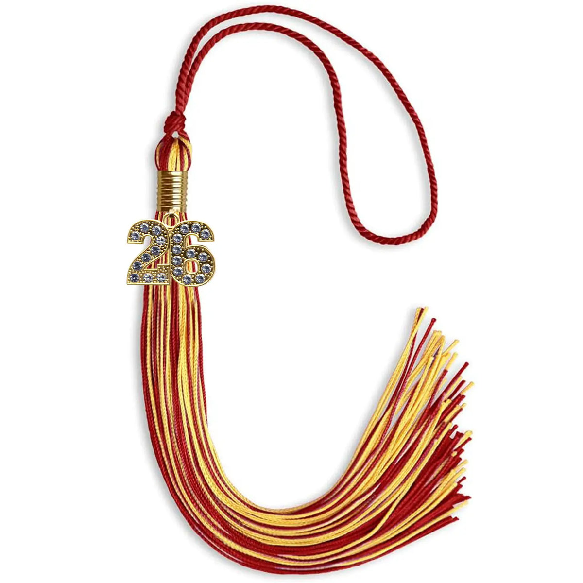 Red/Gold Mixed Color Graduation Tassel with Gold Bling Charm by Endea Graduation