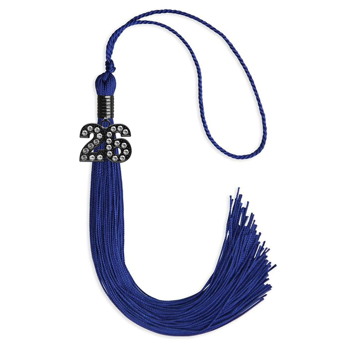 Royal Blue Graduation Tassel with Black Bling Charm by Endea Graduation