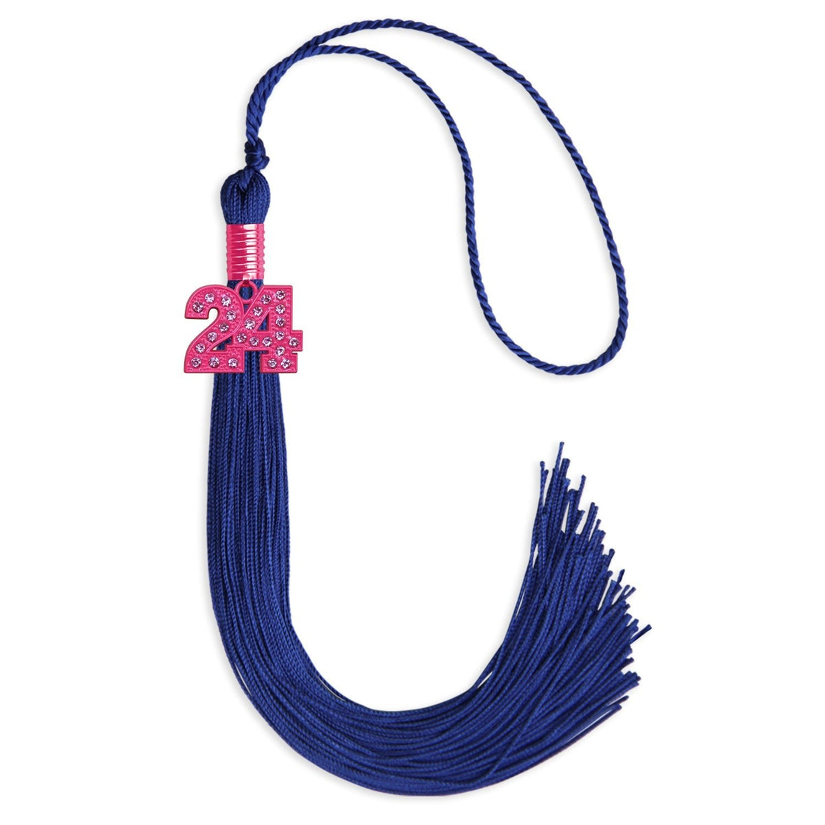 Royal Blue Graduation Tassel with Pink Bling Charm by Endea Graduation