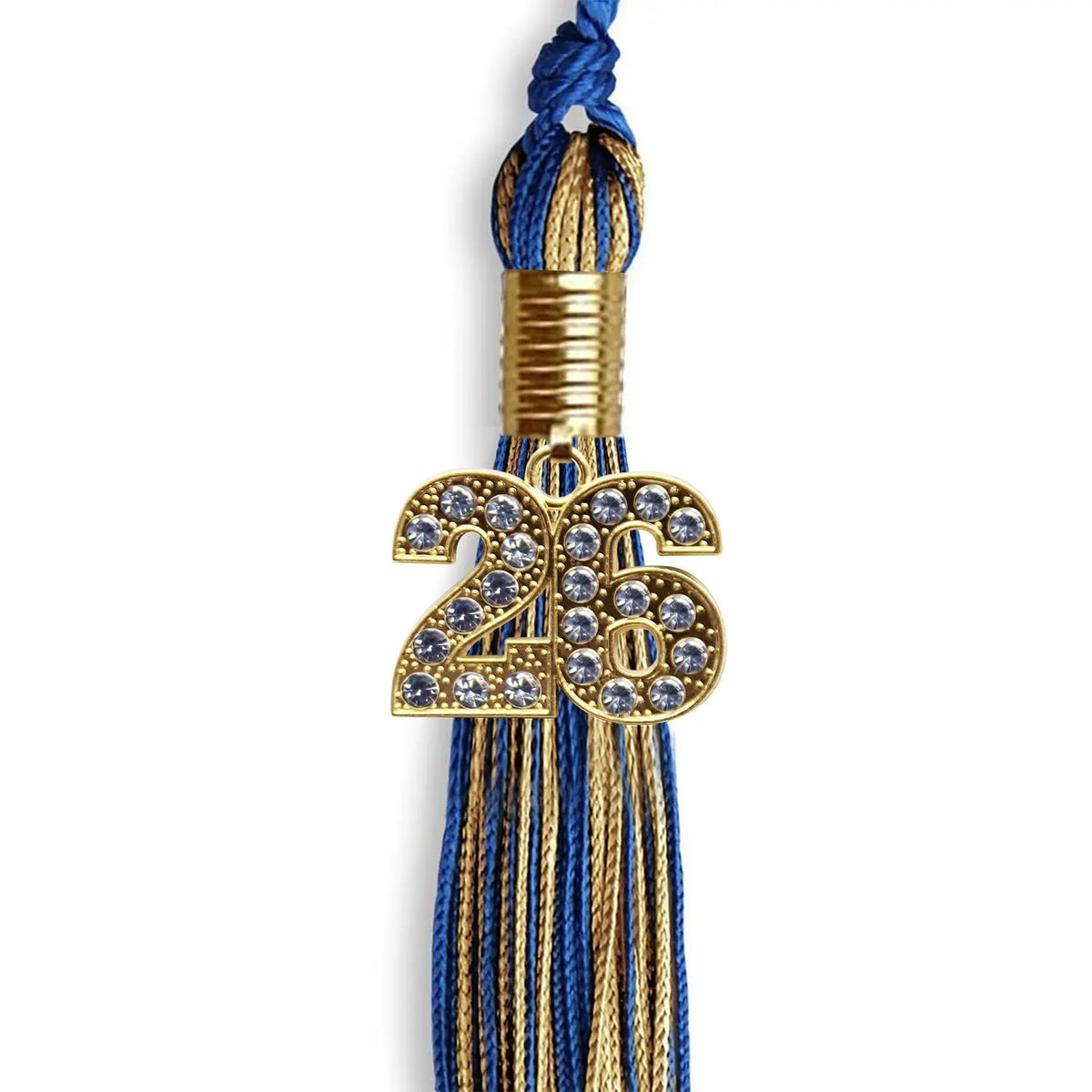 Royal Blue/Antique Gold Mixed Color Graduation Tassel with Gold Bling Charm by Endea Graduation