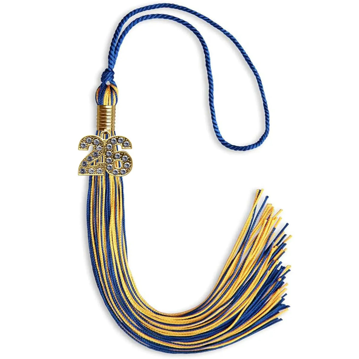 Royal Blue/Gold Mixed Color Graduation Tassel with Gold Bling Charm by Endea Graduation