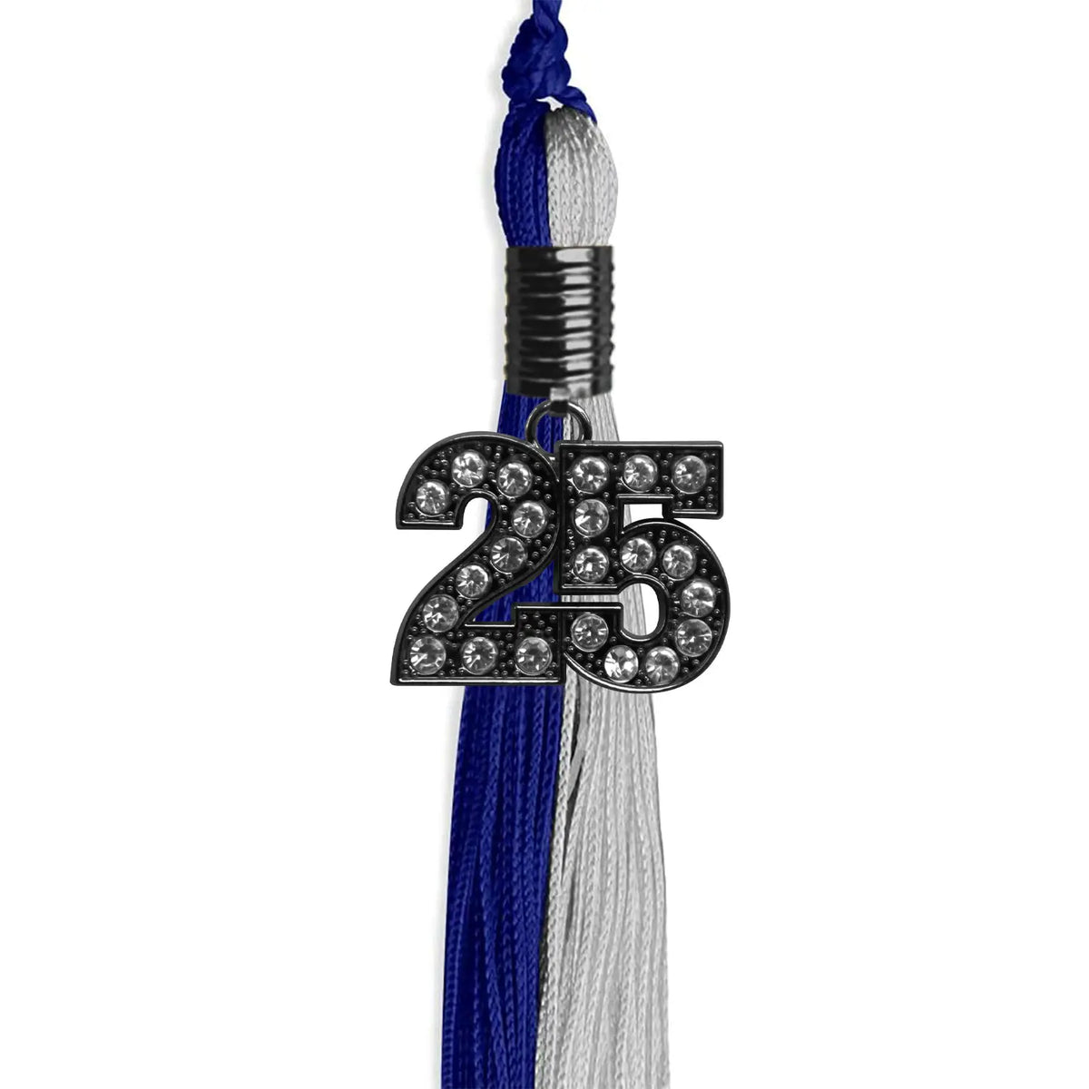 Royal Blue/Grey Graduation Tassel with Black Bling Charm by Endea Graduation