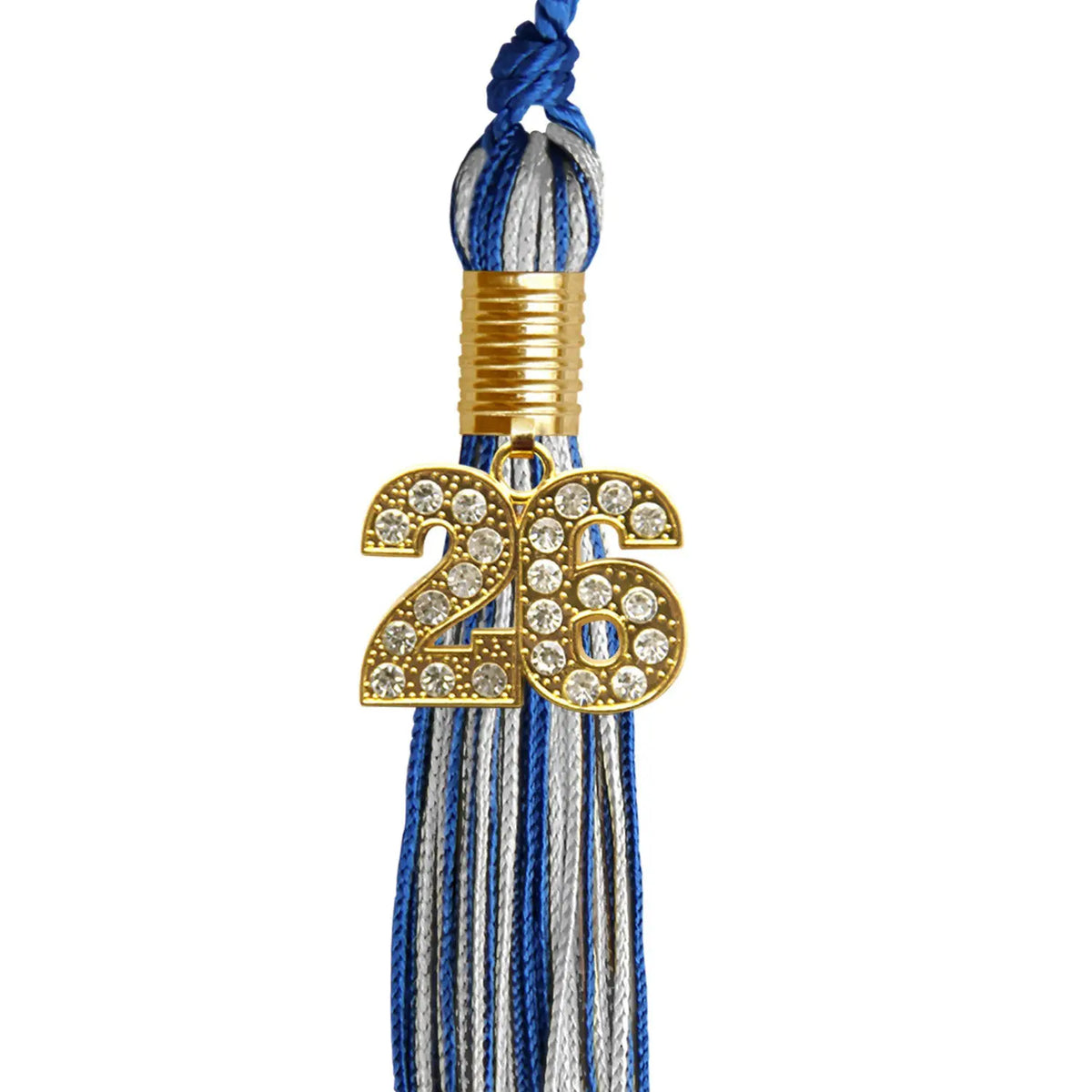 Royal Blue/Silver Mixed Color Graduation Tassel with Gold Bling Charm by Endea Graduation