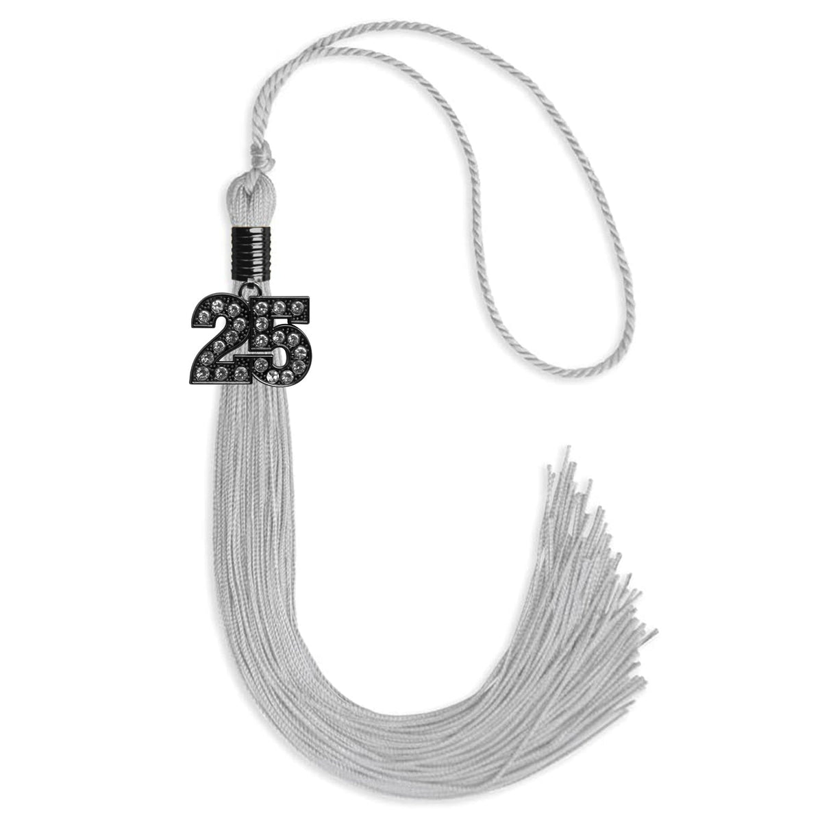 Silver Graduation Tassel with Black Bling Charm by Endea Graduation