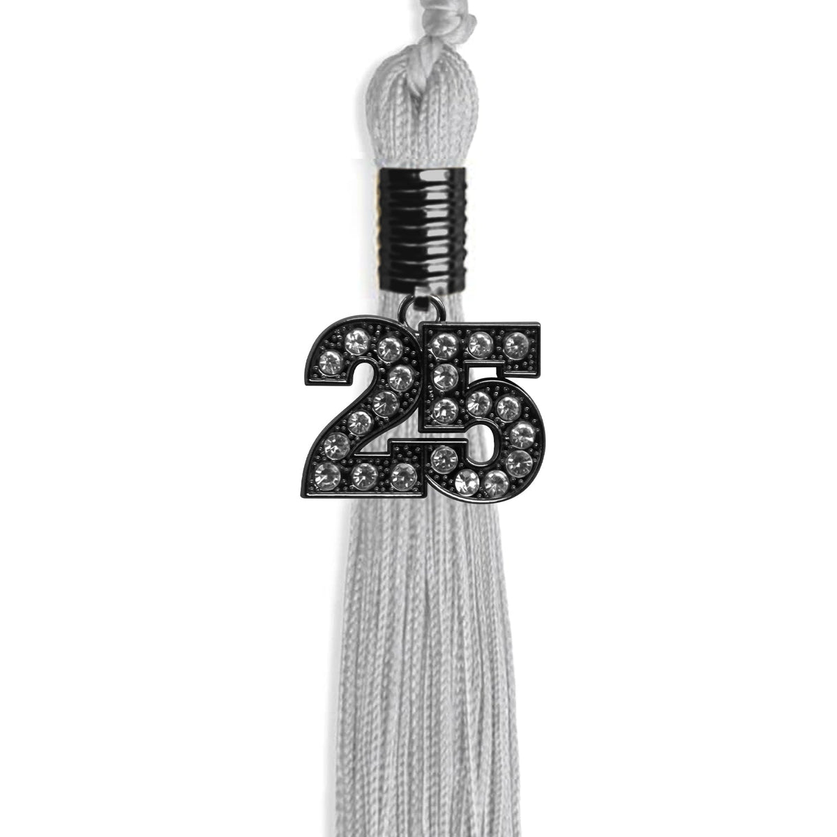 Silver Graduation Tassel with Black Bling Charm by Endea Graduation