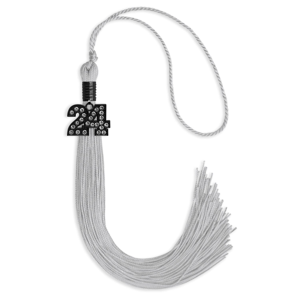 Silver Graduation Tassel with Black Bling Charm by Endea Graduation