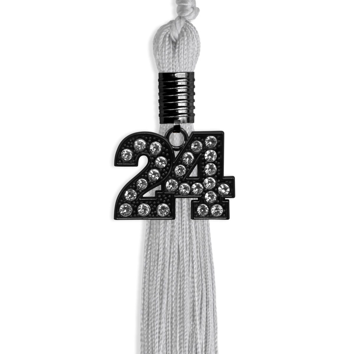 Silver Graduation Tassel with Black Bling Charm by Endea Graduation