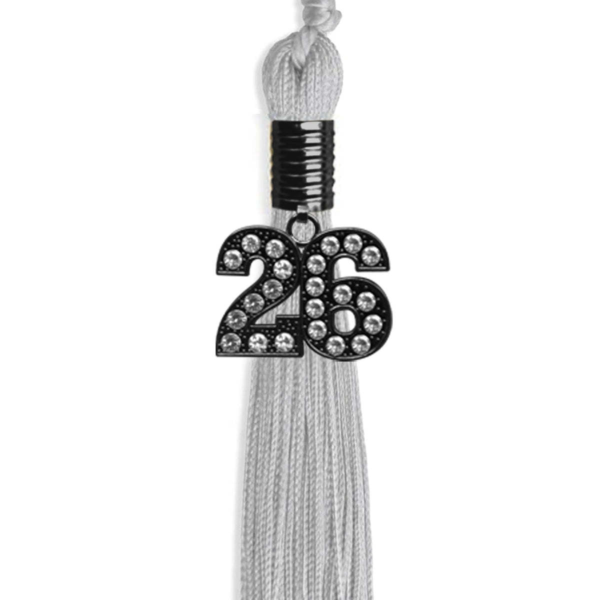 Silver Graduation Tassel with Black Bling Charm by Endea Graduation