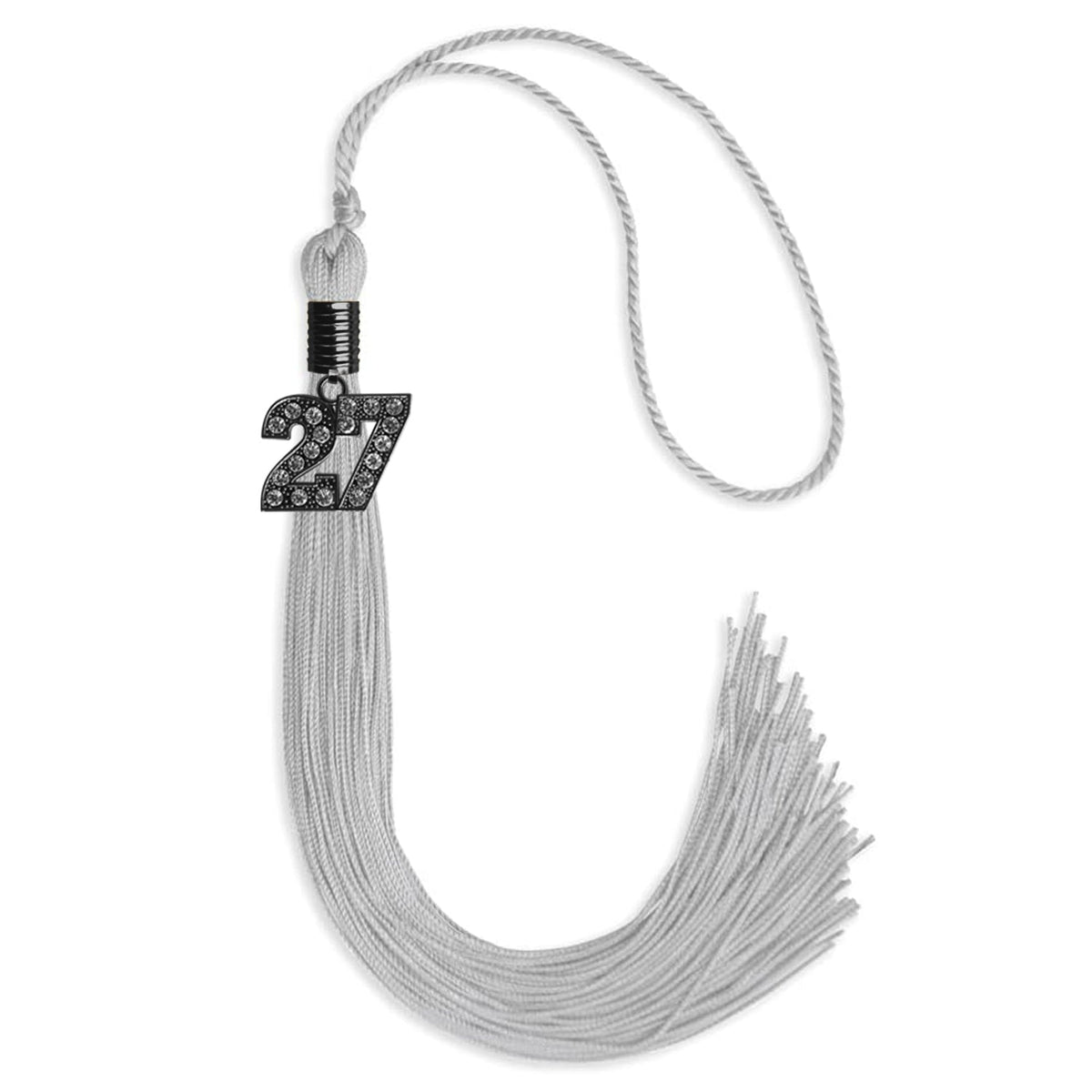 Silver Graduation Tassel with Black Bling Charm by Endea Graduation