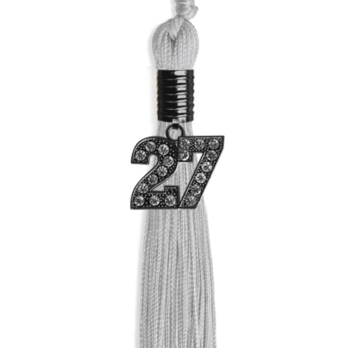 Silver Graduation Tassel with Black Bling Charm by Endea Graduation