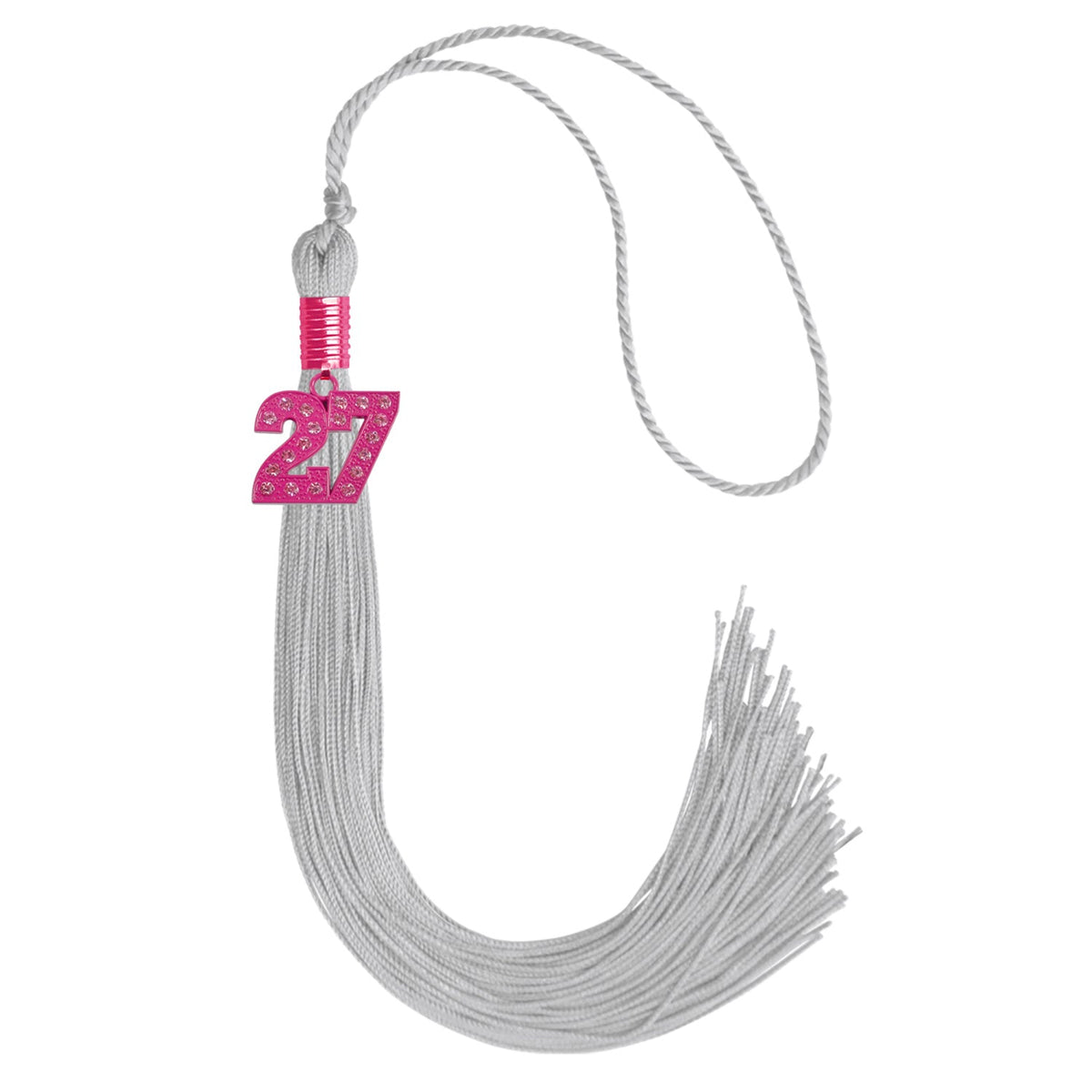 Silver Graduation Tassel with Pink Bling Charm by Endea Graduation