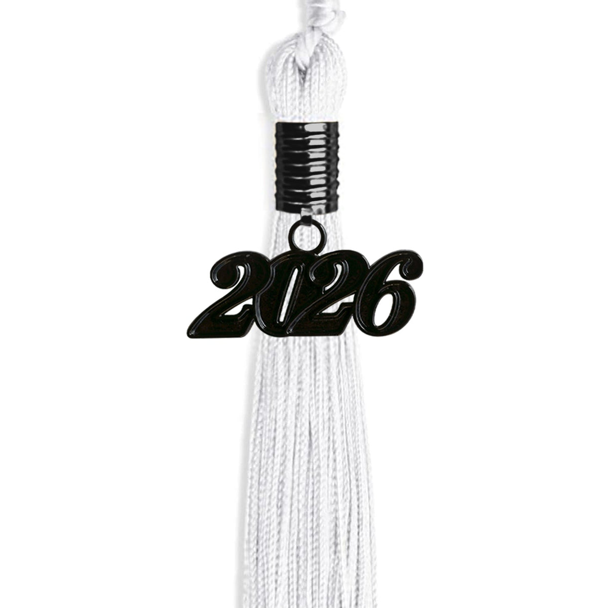 White Graduation Tassel with Black Bling Charm by Endea Graduation