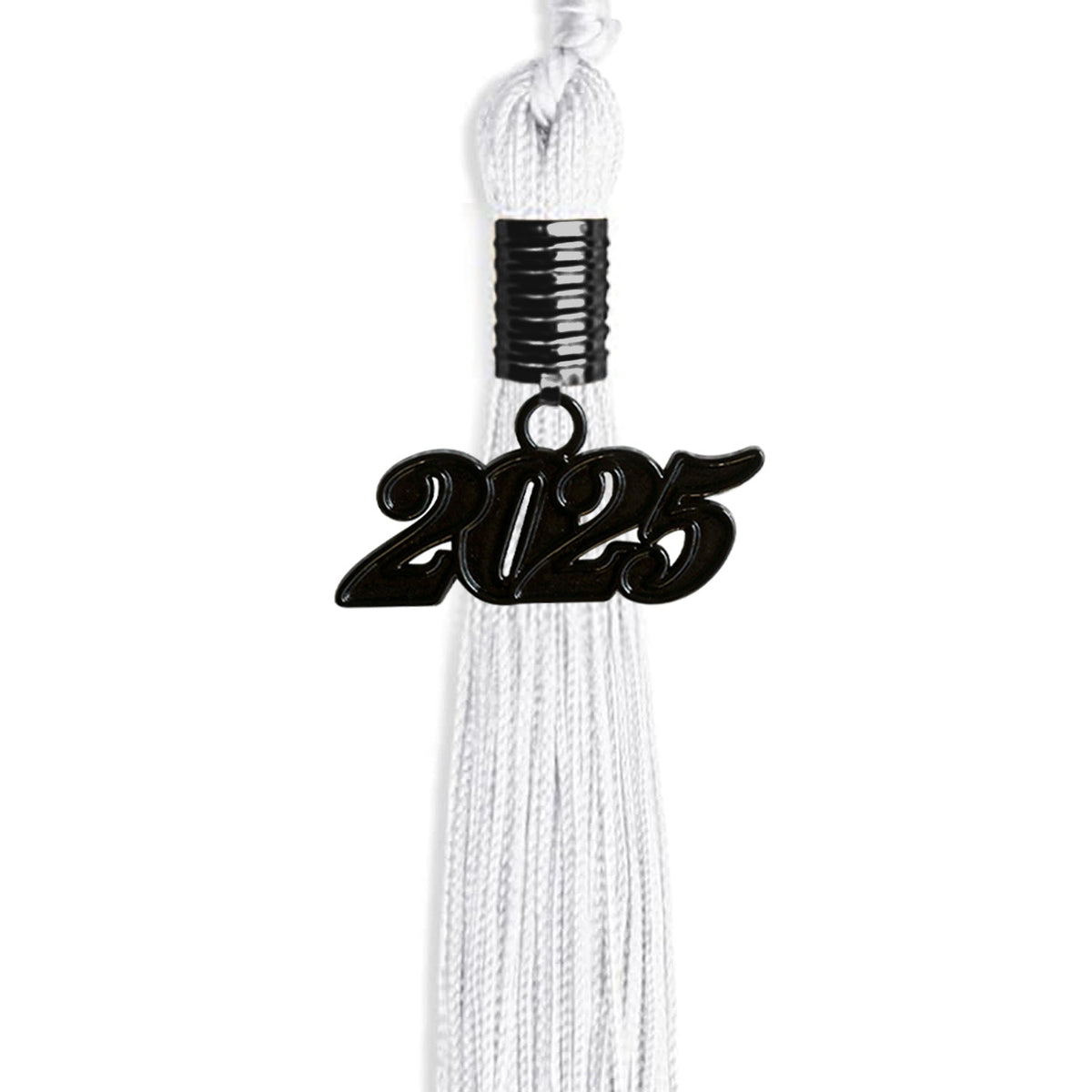 White Graduation Tassel with Black Bling Charm by Endea Graduation