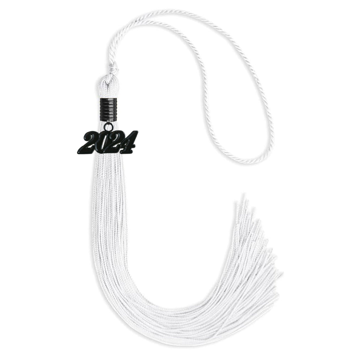 White Graduation Tassel with Black Bling Charm by Endea Graduation