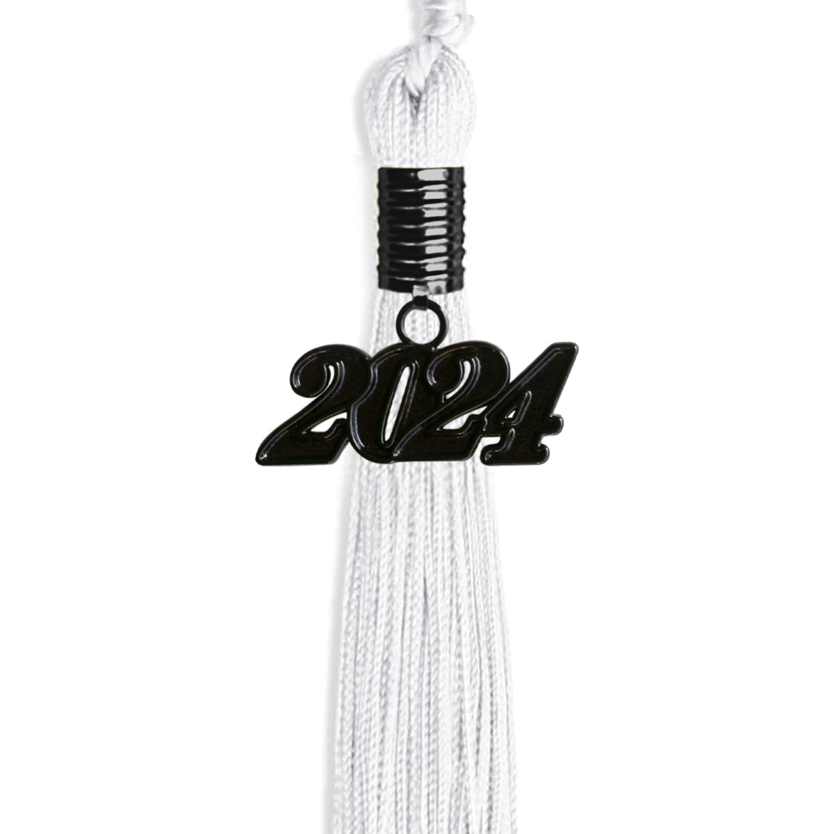 White Graduation Tassel with Black Bling Charm by Endea Graduation