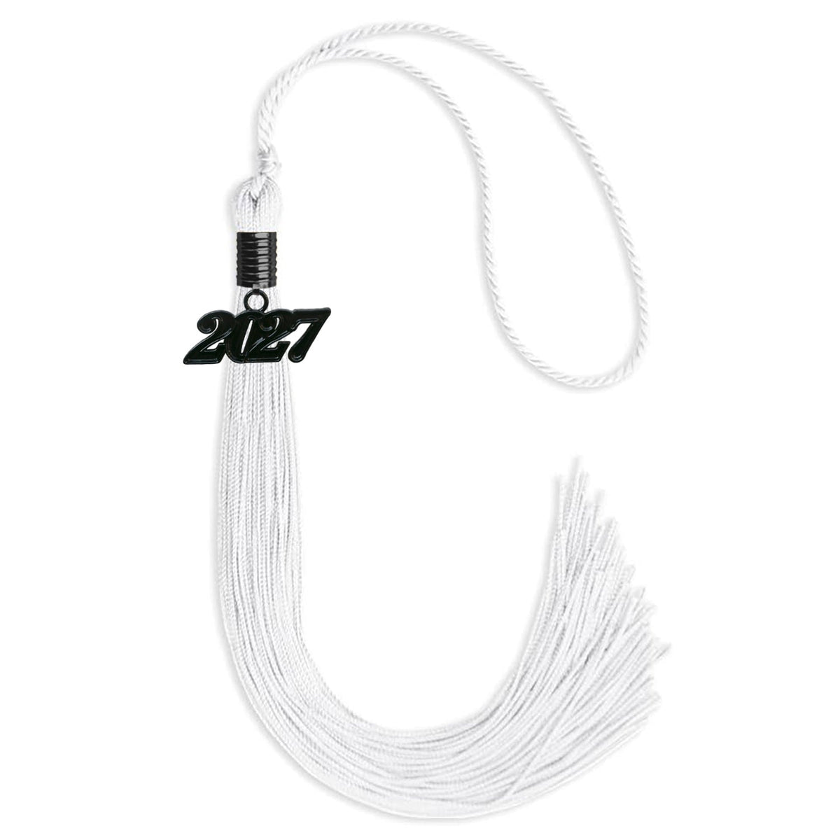 White Graduation Tassel with Black Bling Charm by Endea Graduation